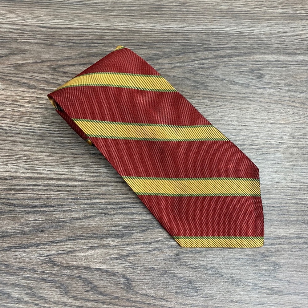 Harold Powell Rust, Gold & Green Stripe Tie - Picture 1 of 4